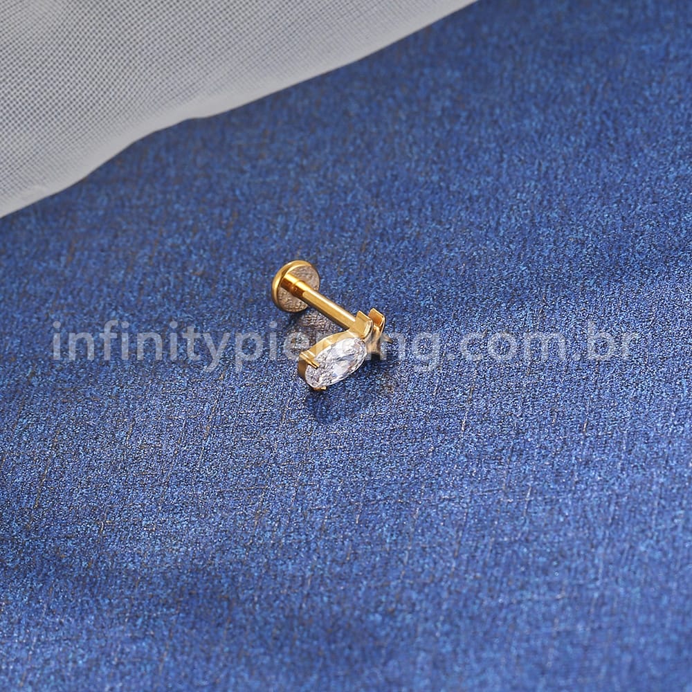 Piercing Labret Titânio Abacaxi Zircônia
