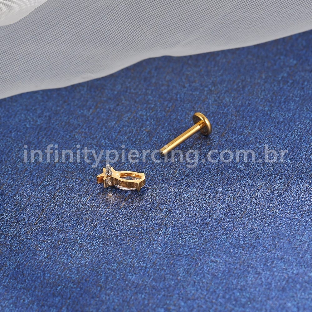 Piercing Labret Titânio Abacaxi Zircônia