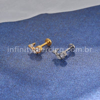 Piercing Labret Titânio Rosa Zircônia