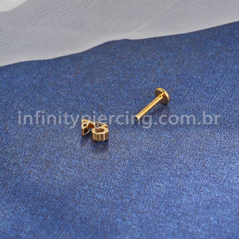 Piercing Labret Titânio Rosa Zircônia