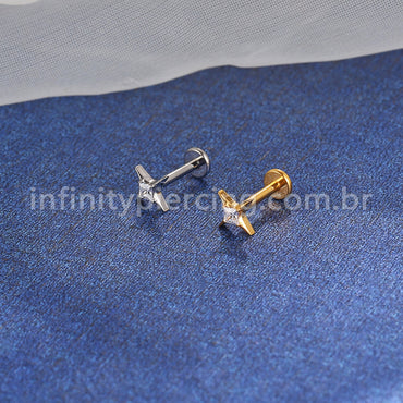 Piercing Labret Titânio Estrela Zircônia