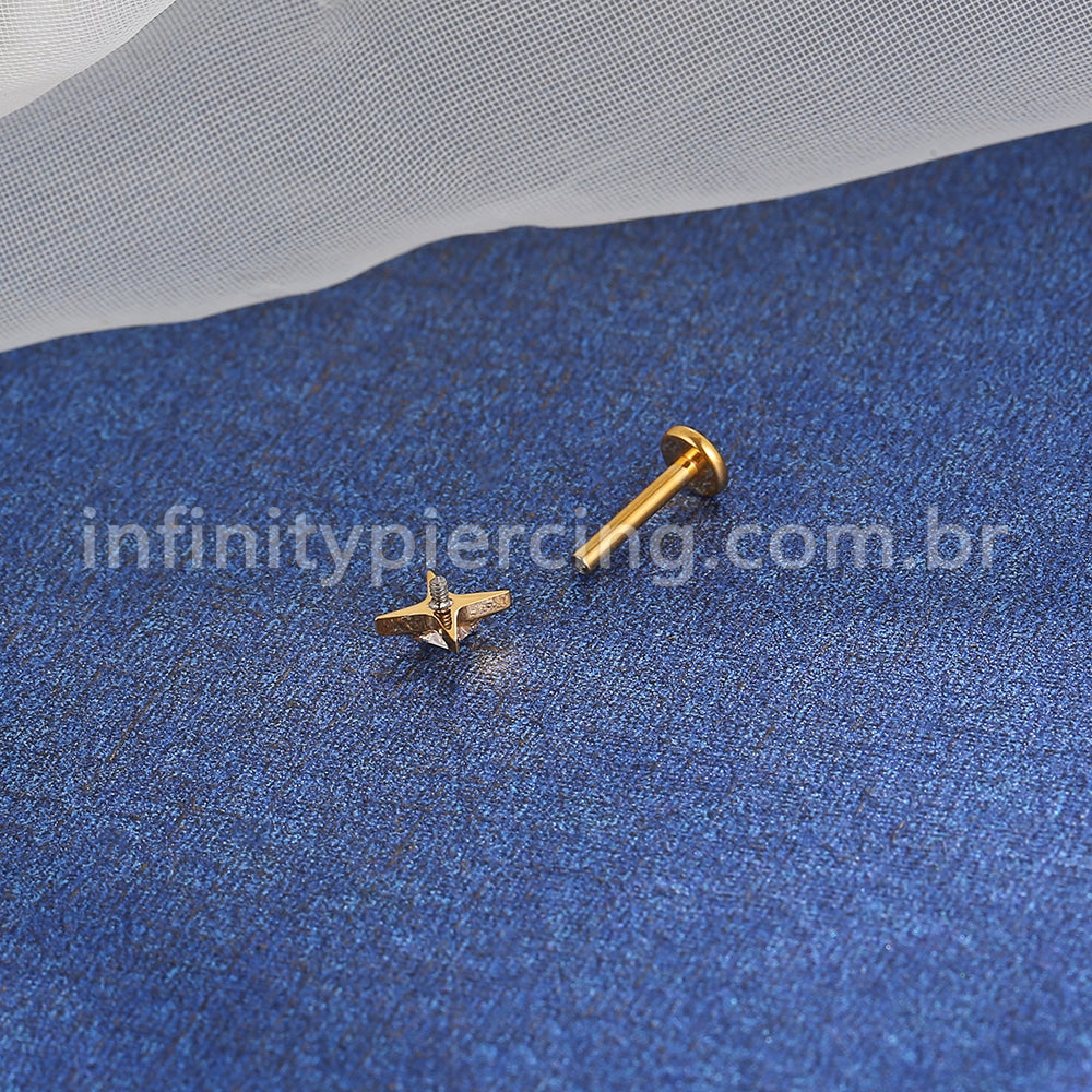 Piercing Labret Titânio Estrela Zircônia