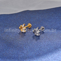 Piercing Labret Titânio Folha 3 Zircônias