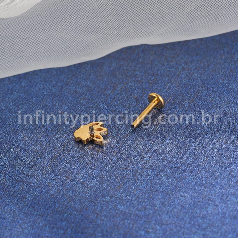 Piercing Labret Titânio Folha 3 Zircônias