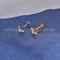 Piercing Labret Titânio Meia Estrela Zircônia