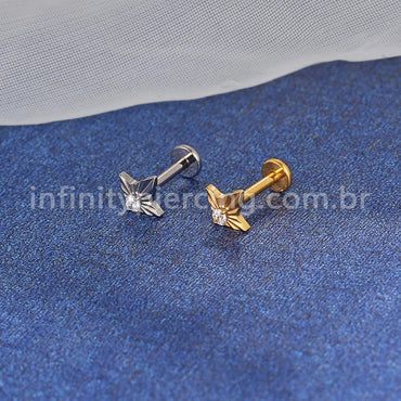 Piercing Labret Titânio Meia Estrela Zircônia