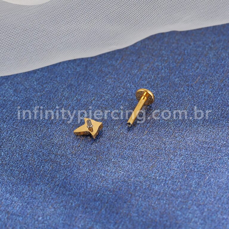 Piercing Labret Titânio Meia Estrela Zircônia