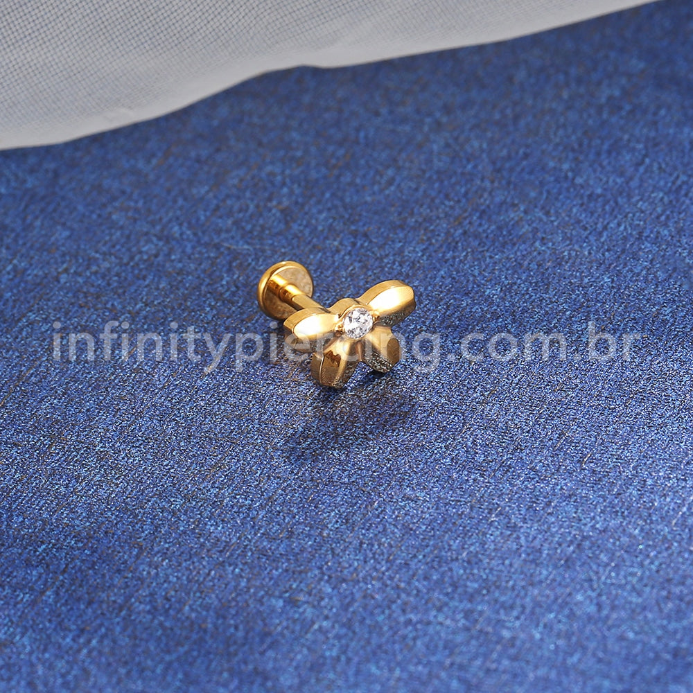 Piercing Labret Titânio Meia Flor