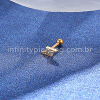 Piercing Microbell Aço Cirúrgico Raio Strass