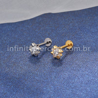 Piercing Labret Titânio Oval Com Detalhe Zircônia