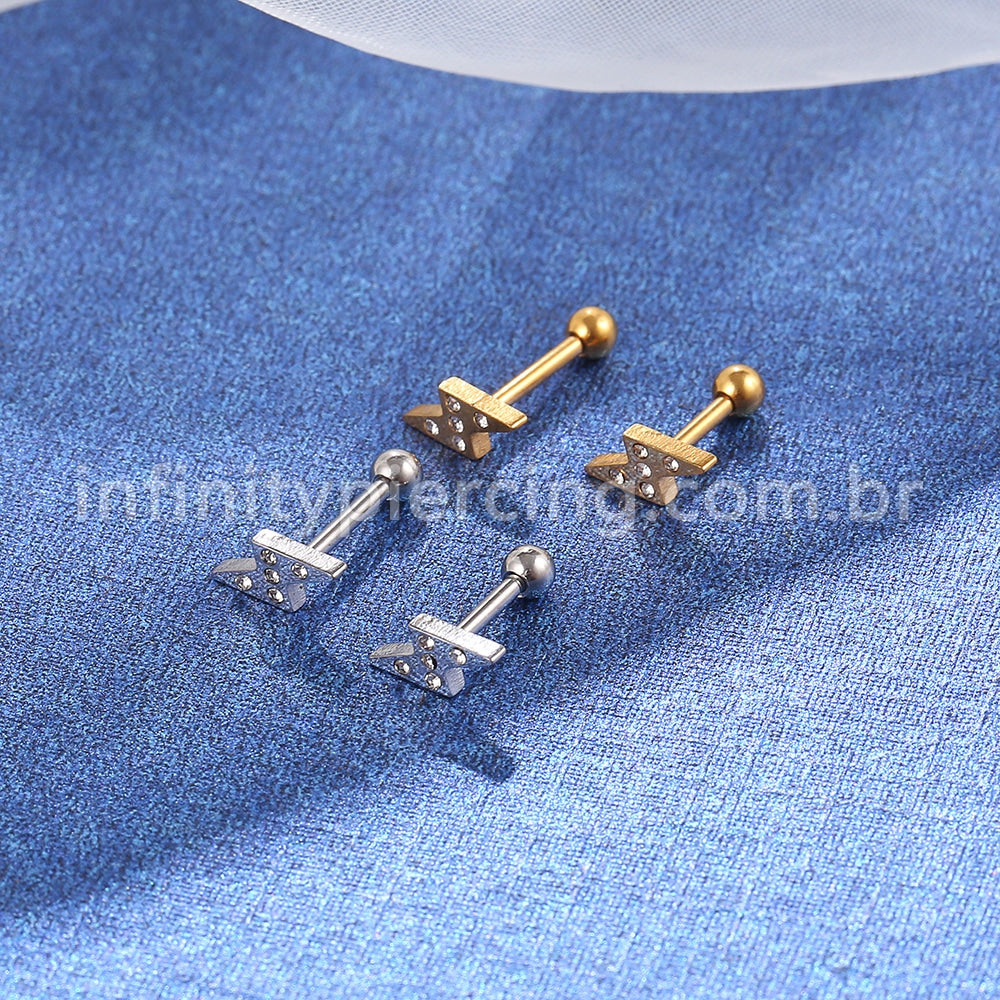 Piercing Microbell Aço Cirúrgico Raio Strass
