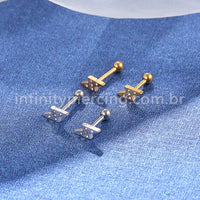 Piercing Microbell Aço Cirúrgico Raio Strass