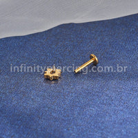 Piercing Labret Titânio Oval Com Detalhe Zircônia