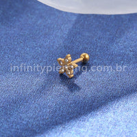 Piercing Microbell Aço Cirúrgico Flor Zircônia