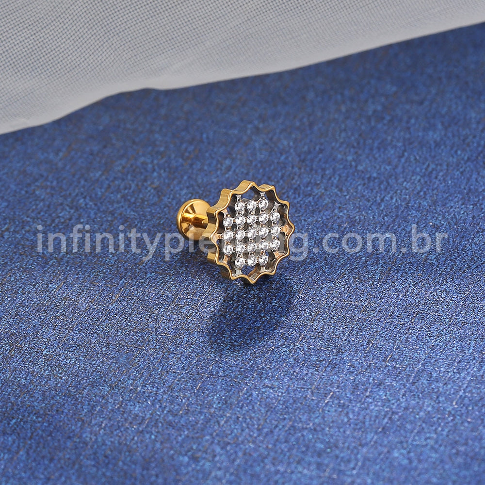 Piercing Labret Titânio Girassol Zircônia