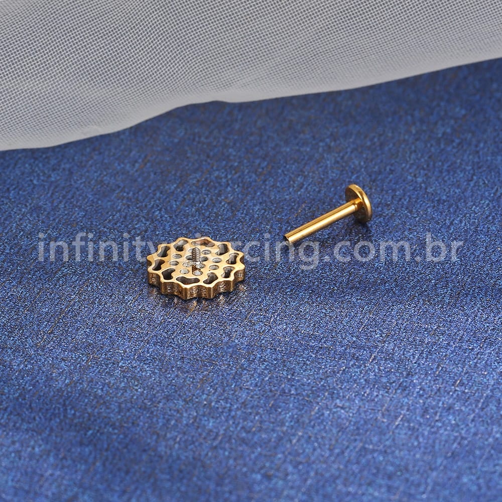 Piercing Labret Titânio Girassol Zircônia