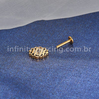 Piercing Labret Titânio Girassol Zircônia