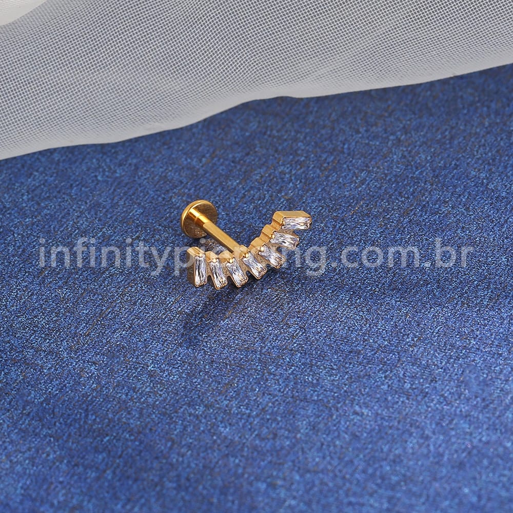 Piercing Labret Cluster Titânio Zircônia Retangular