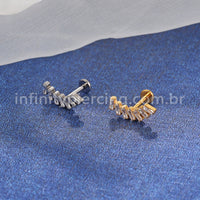 Piercing Labret Cluster Titânio Zircônia Retangular