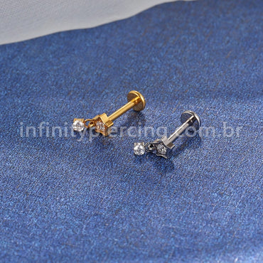 Piercing Labret Titânio Estrela Zircônia Com Pingente