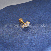 Piercing Labret Titânio Flor Zircônia Oval