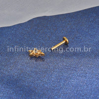 Piercing Labret Titânio Flor Zircônia Oval