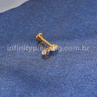 Piercing Labret Titânio Zircônia Oval Com Pingente