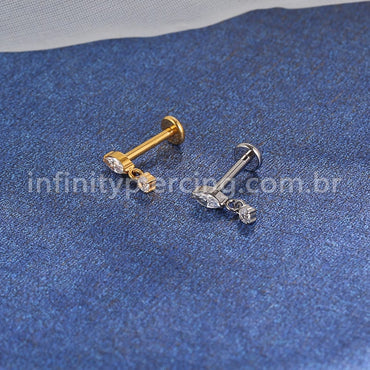 Piercing Labret Titânio Zircônia Oval Com Pingente
