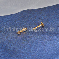 Piercing Labret Titânio Zircônia Oval Com Pingente