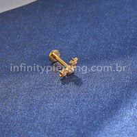 Piercing Labret Titânio 3 Estrelas Zircônias