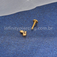 Piercing Labret Titânio 3 Estrelas Zircônias