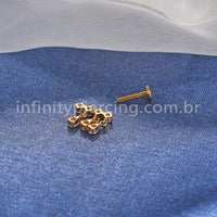 Piercing Labret Titânio Barra 4 Zircônias Com Pingente
