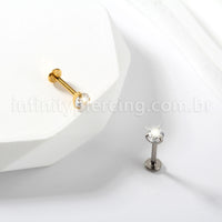 Piercing Labret Ponto De Luz Titânio Zircônia 3 Garras