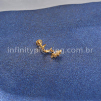 Piercing Labret Titânio Lua Com Pingente Estrela Zircônia