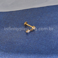 Piercing Labret Titânio Ponto De Luz Zircônia Com Pingente
