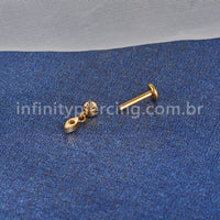 Piercing Labret Titânio Ponto De Luz Zircônia Com Pingente