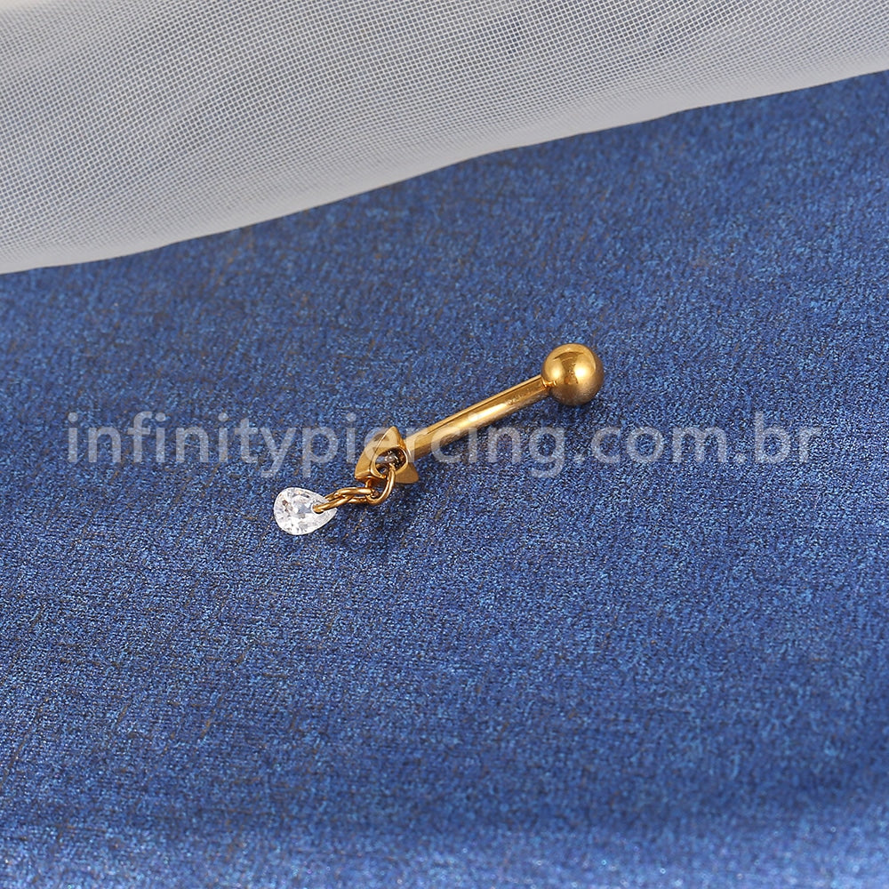 Piercing Banana Titânio Com Pingente Zircônia