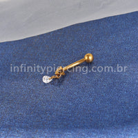 Piercing Banana Titânio Com Pingente Zircônia