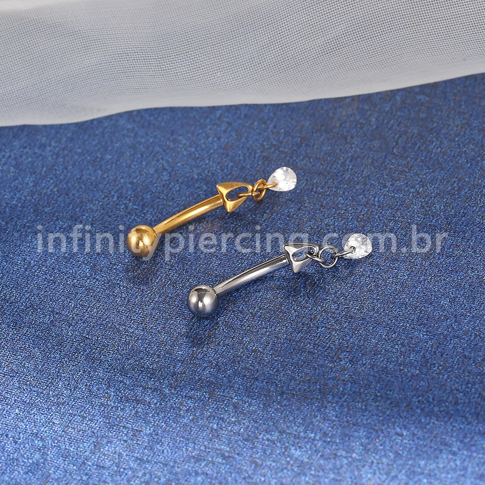 Piercing Banana Titânio Com Pingente Zircônia