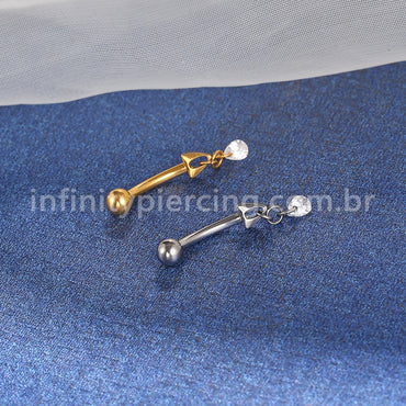 Piercing Banana Titânio Com Pingente Zircônia