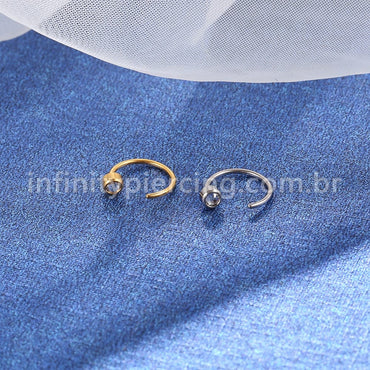 Piercing G-Ring Aço Cirúrgico Strass