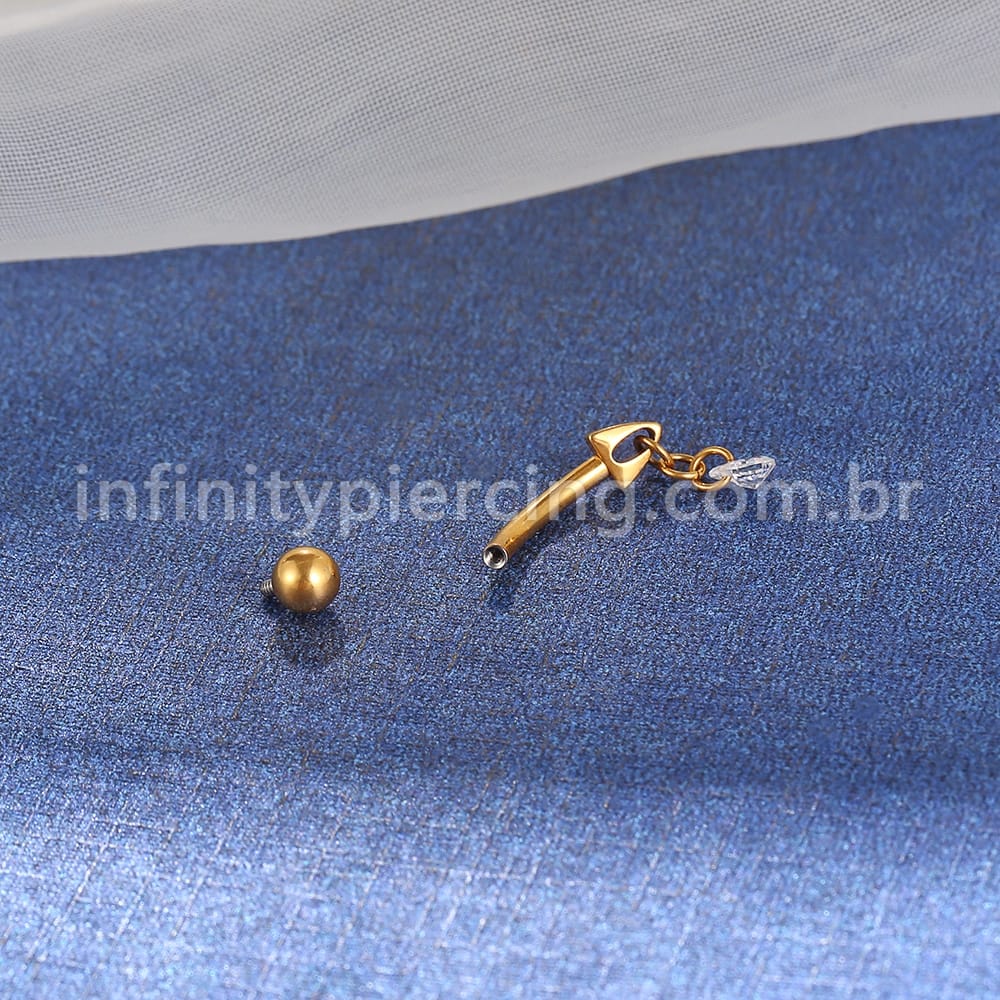 Piercing Banana Titânio Com Pingente Zircônia