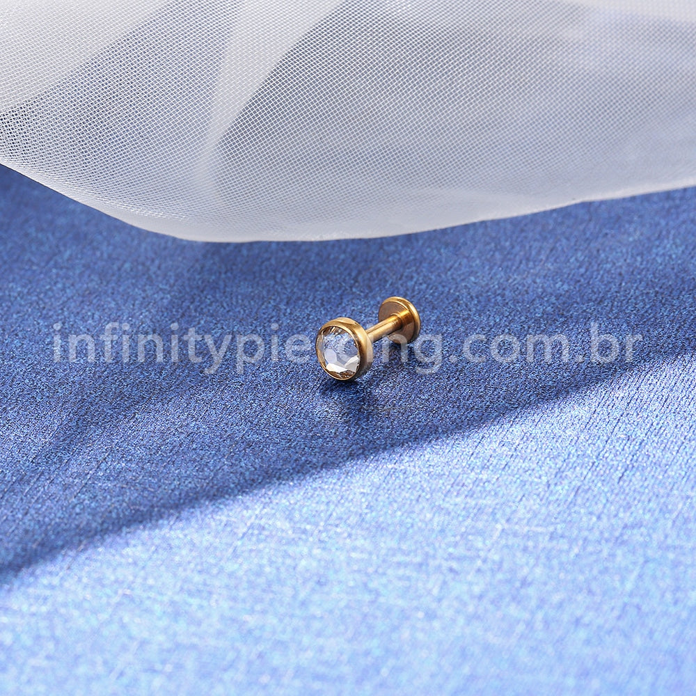 Piercing Labret Aço Cirúrgico Zircônia Rosca Interna