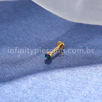 Piercing Labret Aço Cirúrgico Opala Rosca Interna