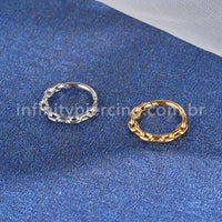 Piercing Argola Aço Cirúrgico Segmento Articulado Detalhe Corrente