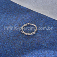 Piercing Argola Aço Cirúrgico Segmento Articulado Detalhe Corrente