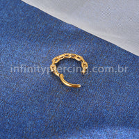 Piercing Argola Aço Cirúrgico Segmento Articulado Detalhe Corrente