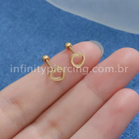 Piercing Microbell Aço Cirúrgico Coração Vazado