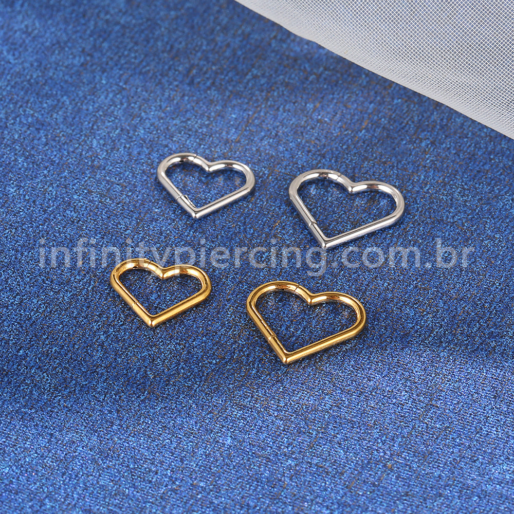 Piercing Coração Liso Titânio Segmento Articulado
