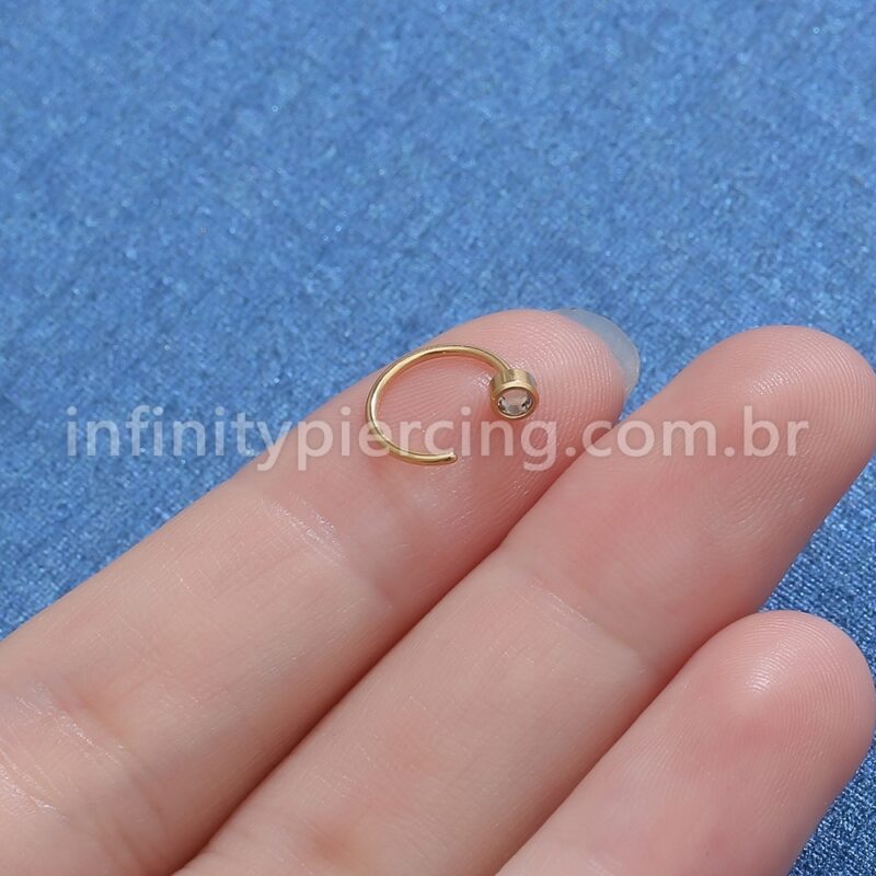 Piercing G-Ring Aço Cirúrgico Strass